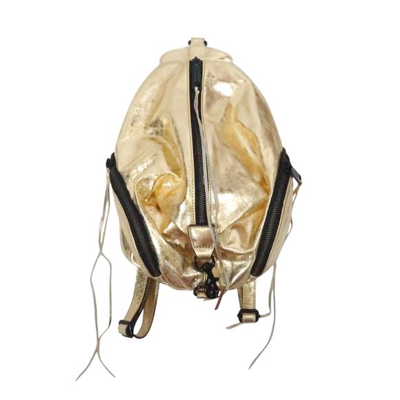 Rebecca Minkoff Gold Metallic Leather Zip Backpack Purse main image 4